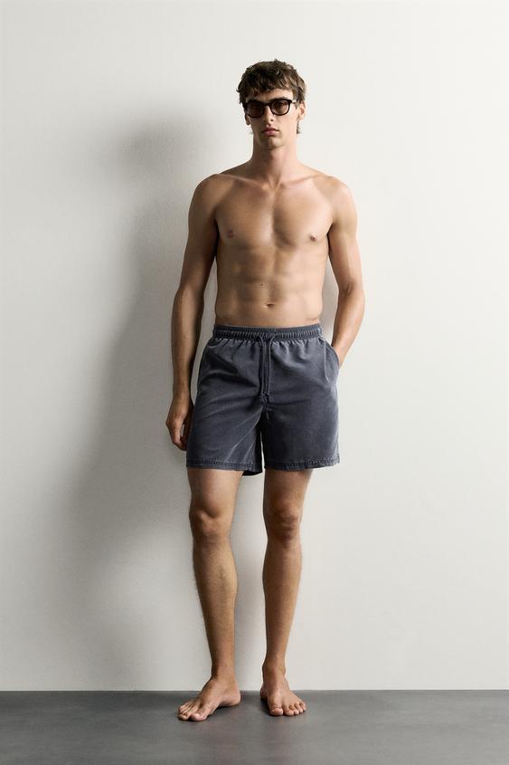 SOFT LONG SWIMMING TRUNKS - Navy blue by Zara - Image 0