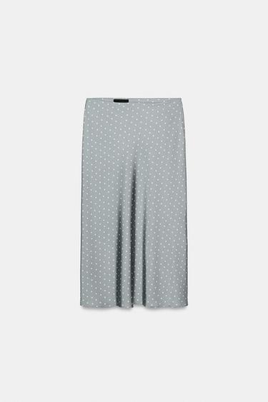 SATIN MIDI SKIRT - Blue/White by Zara