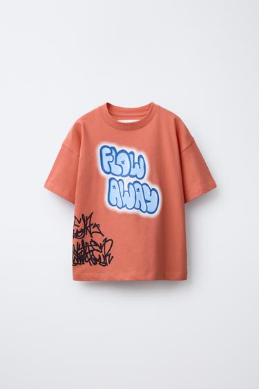 GRAFFITI PRINT T-SHIRT - Coral by Zara