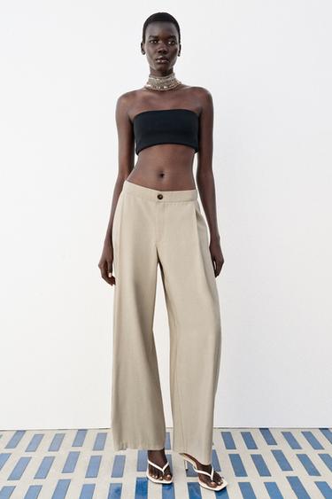 FLOWING BARREL-LEG TROUSERS - Stone by Zara
