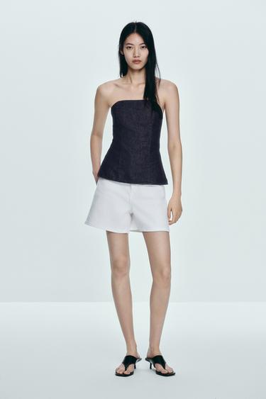 Z1975 MOM-FIT HIGH-WAIST SHORTS - White by Zara