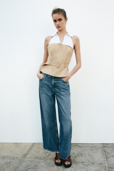 CONTRAST HALTER TOP - camel by Zara - Image 0