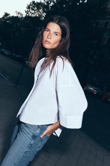 WIDE-SLEEVE POPLIN SHIRT - White by Zara