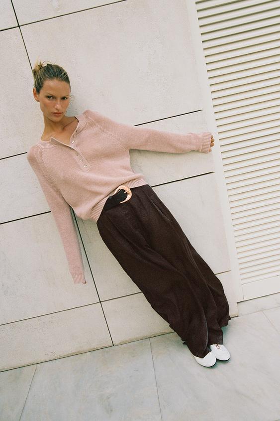 BUTTON-UP KNIT JUMPER - Pink by Zara - Image 0