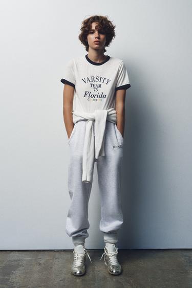 SLOGAN SLUB T-SHIRT - Oyster-white by Zara - Image 0