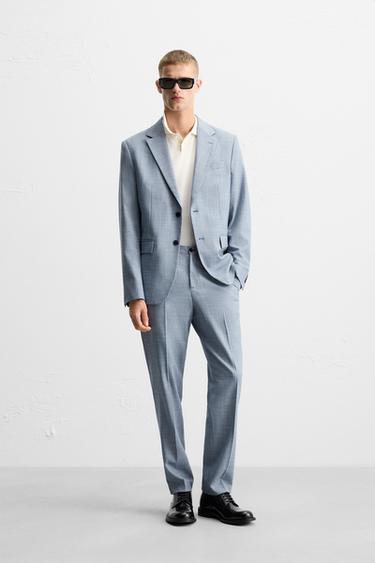 TEXTURED SUIT TROUSERS - Bluish by Zara
