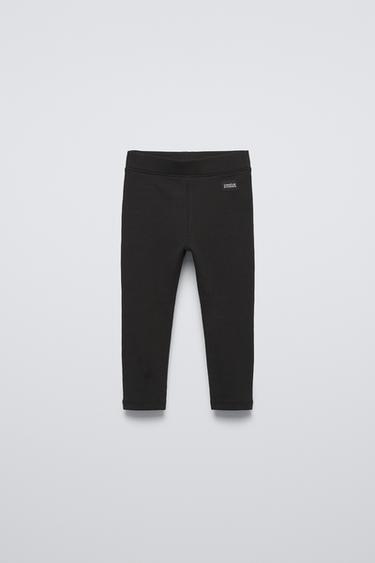 RIBBED LEGGINGS WITH LABEL - Black by Zara