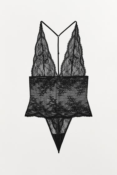 LACE BODYSUIT - Black by Zara
