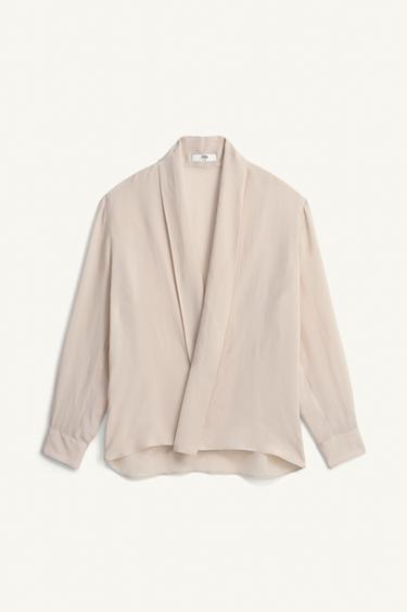 100% CUPRO KIMONO SHIRT - Ecru by Zara