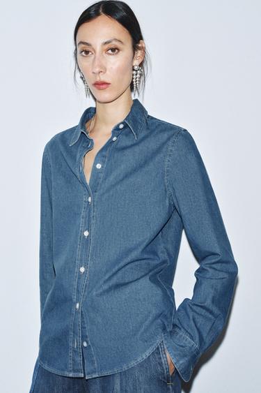 ZW COLLECTION SLIM DENIM SHIRT - Blue by Zara