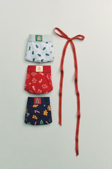 2-3 YEARS / THREE-PACK OF TREE AND BISCUIT BOXERS - Multicoloured by Zara