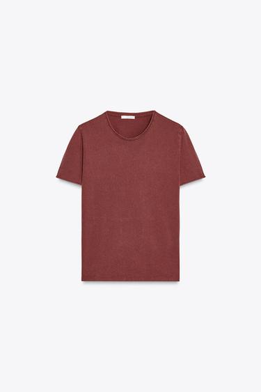 FADED SHORT SLEEVE T-SHIRT - Maroon by Zara
