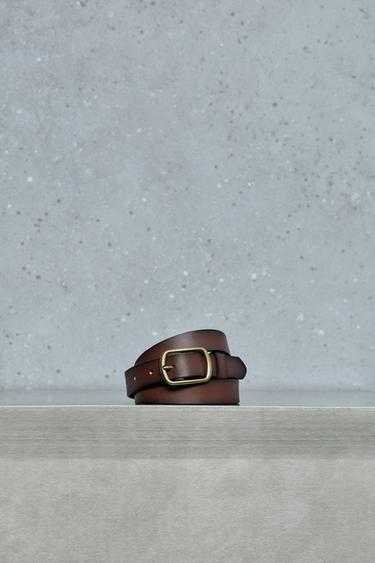 LEATHER EFFECT BELT - Brown by Zara