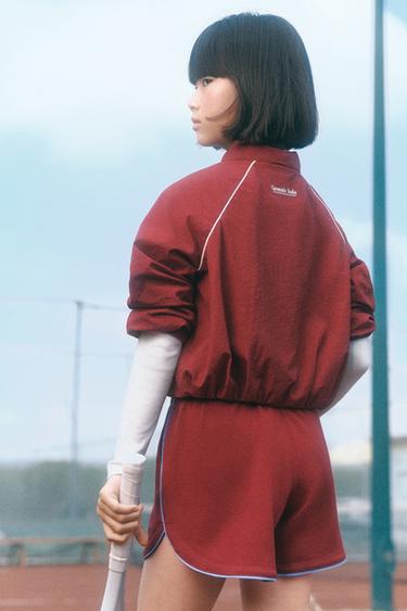 SPORTY BERMUDA SHORTS WITH CONTRAST MODAL BLEND - Burgundy by Zara
