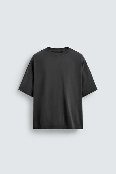 WASHED BASIC T-SHIRT - Dark anthracite by Zara