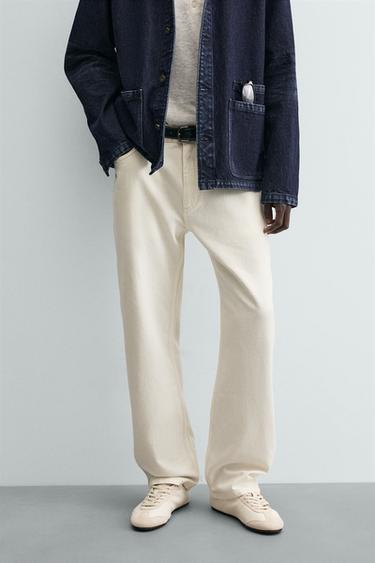 STRAIGHT-LEG COTTON-HEMP JEANS - Ecru by Zara