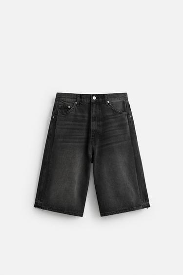 BAGGY FIT DENIM BERMUDA SHORTS - Black by Zara