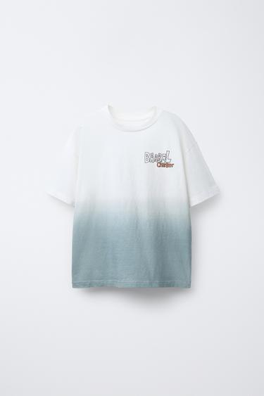 TIE-DYE T-SHIRT WITH SLOGAN - Sky blue by Zara - Image 0