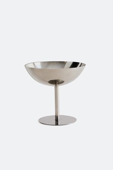 SHINY METAL WINE GLASS - Silver by Zara