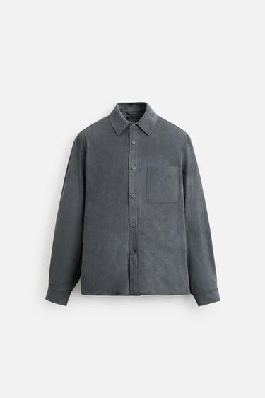 LIGHTWEIGHT FAUX SUEDE OVERSHIRT - Grey by Zara