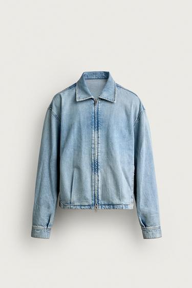 WASHED DENIM JACKET WITH ZIP - Light blue by Zara