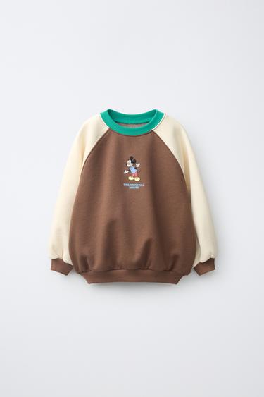 MICKEY MOUSE © DISNEY COLOUR BLOCK SWEATSHIRT - brown/white by Zara