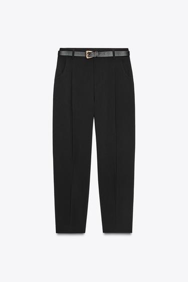 DARTED TROUSERS WITH BELT - Black by Zara