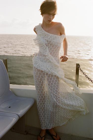 LONG LACE SKIRT - White by Zara - Image 0