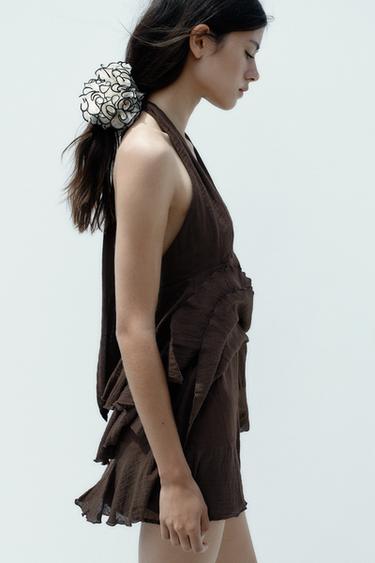 CONTRAST CHIFFON MAXI SCRUNCHIE - Ecru by Zara - Image 0