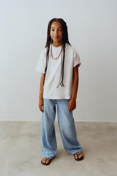 WIDE-LEG DRAWSTRING JEANS - Light blue by Zara