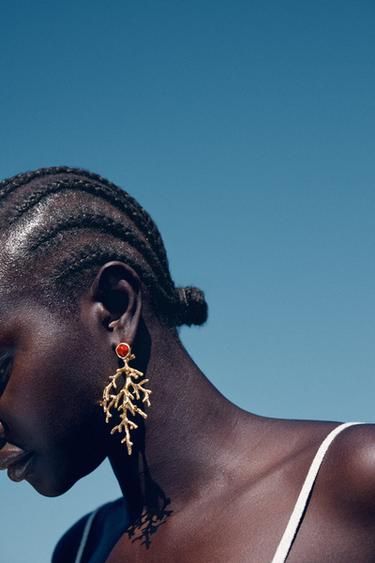 CORAL STONE EARRINGS - Golden by Zara - Image 0