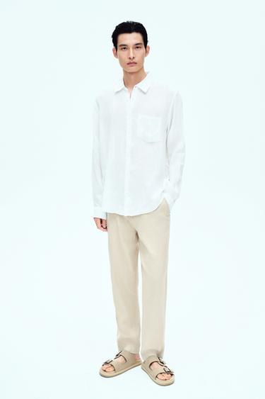 100% LINEN SHIRT - White by Zara