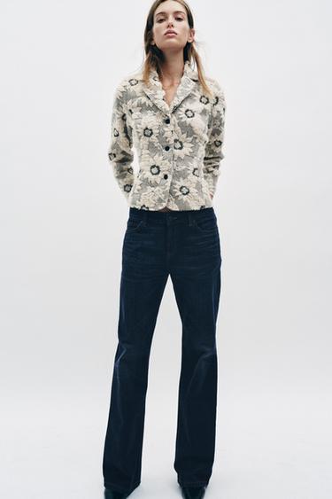 FLORAL TEXTURED BLAZER - Ecru / Black by Zara