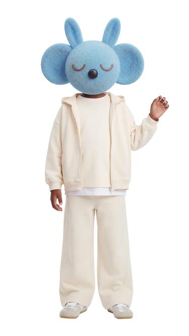 WIDE-LEG INTERLOCK TROUSERS WITH RAISED SLOGAN - Mid-ecru by Zara