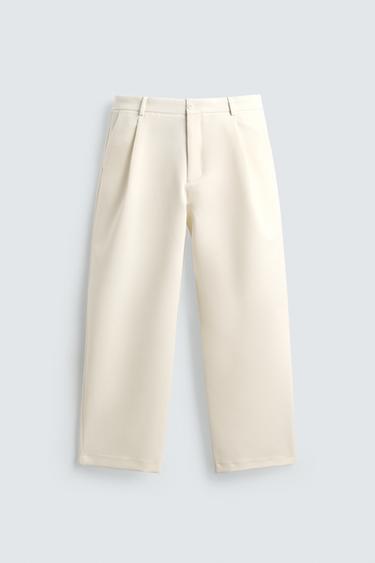 RELAXED FIT PLEATED TROUSERS - Oyster-white by Zara