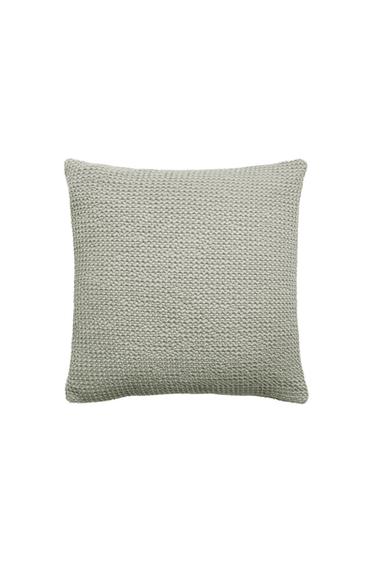 WAFFLE-KNIT CUSHION COVER - Sea green by Zara