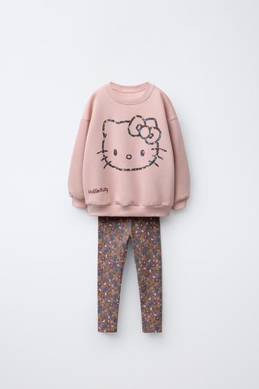 HELLO KITTY © SANRIO FLORAL SWEATSHIRT AND LEGGINGS SET - Chalk pink by Zara