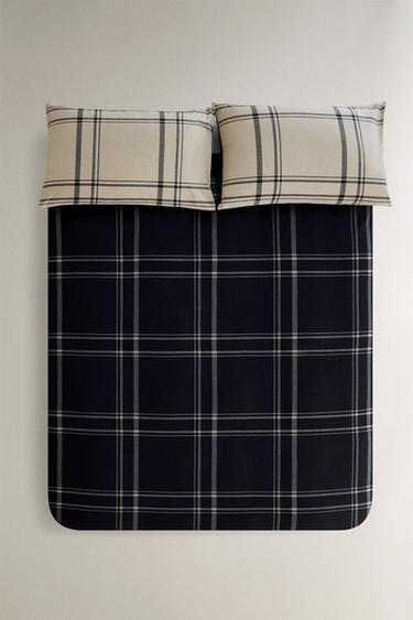 REVERSIBLE CHECK DUVET COVER - Blue by Zara