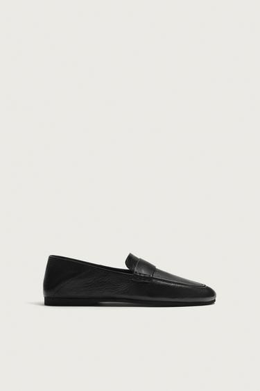 LEATHER PENNY LOAFERS - Black by Zara