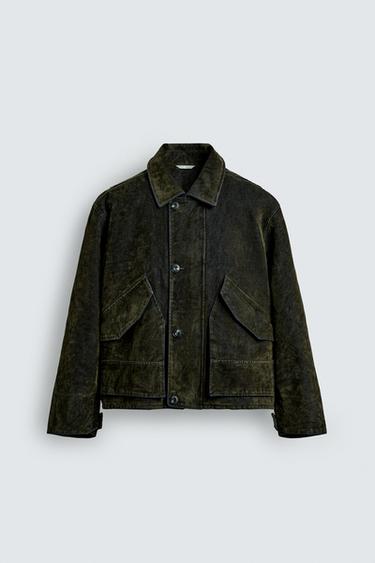 VELOUR TWILL JACKET - Dark green by Zara