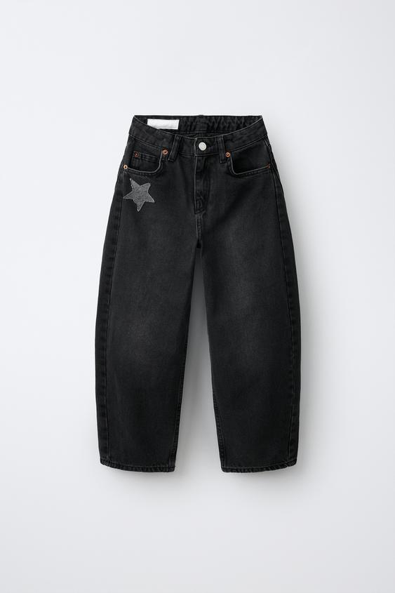 STAR PATCH BARREL JEANS - Grey by Zara - Image 0