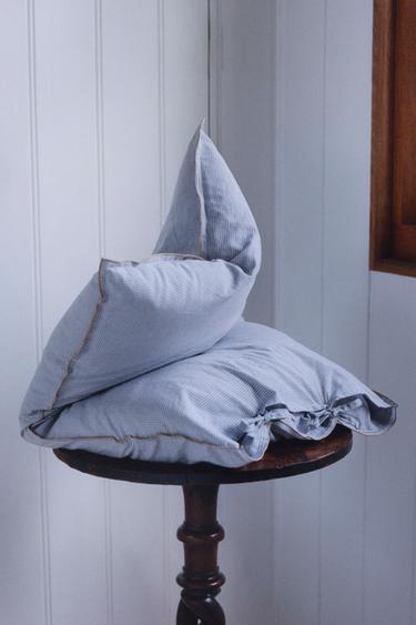 MINI CHECK PILLOWCASE | KATHARINE POLE - Grey / Blue by Zara