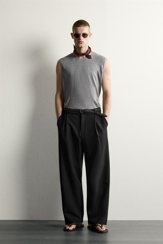 100% LINEN KNITTED TANK TOP - Grey by Zara - Image 0