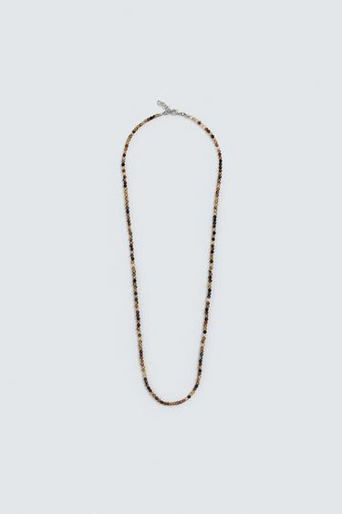 BEADED STONE NECKLACE - Brown by Zara