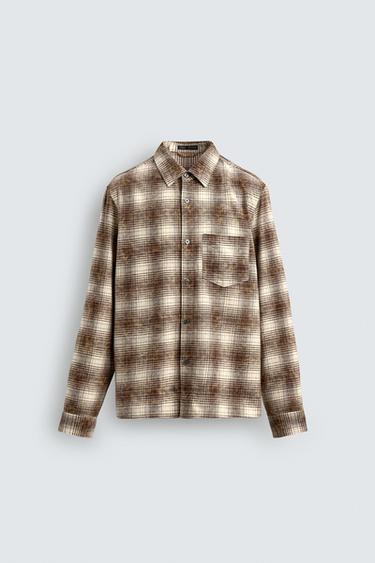 RELAXED FIT CHECK SHIRT - Brown by Zara