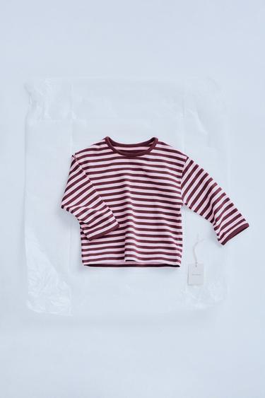 ZARA TIMELESZ  - STRIPED T-SHIRT WITH CONTRAST TRIM - Dusty pink by Zara - Image 0