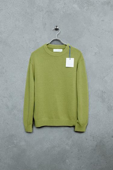 STORIESZ - COTTON AND LINEN KNIT JUMPER - Green by Zara