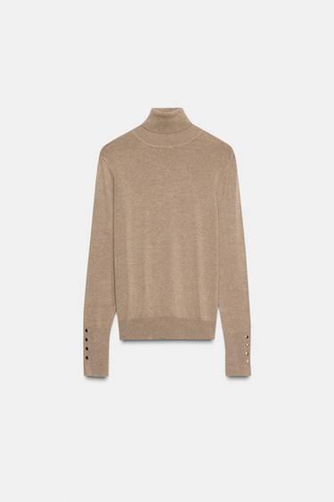 BASIC PLAIN KNIT JUMPER - Mink marl by Zara