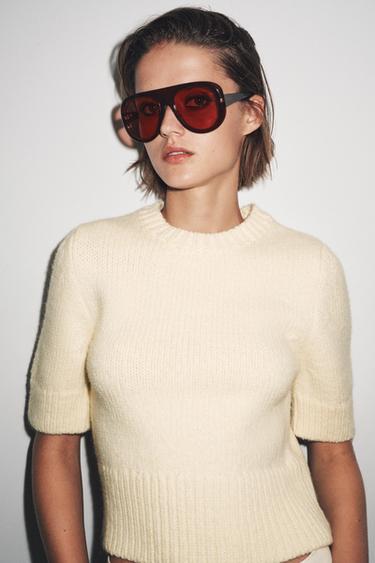 SHORT SLEEVE KNIT SWEATER - Butter by Zara - Image 0