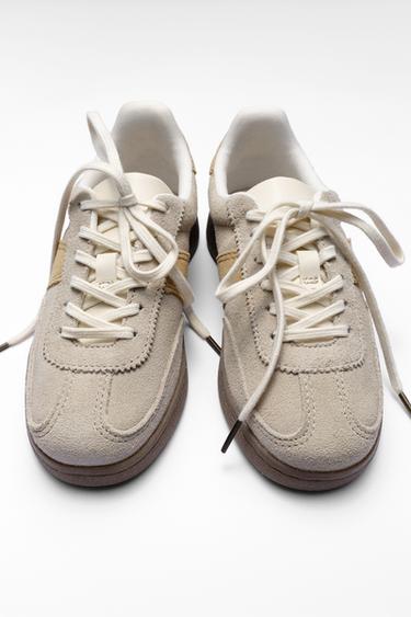SPLIT SUEDE TRAINERS - Grey by Zara